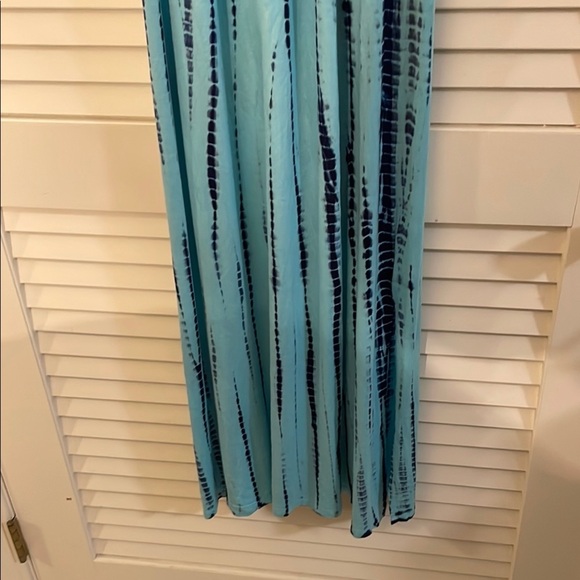 Soft Surroundings Blue Tie-Dye Elastic Off Shoulder Peak Overlap Maxi Dress - Picture 3 of 11